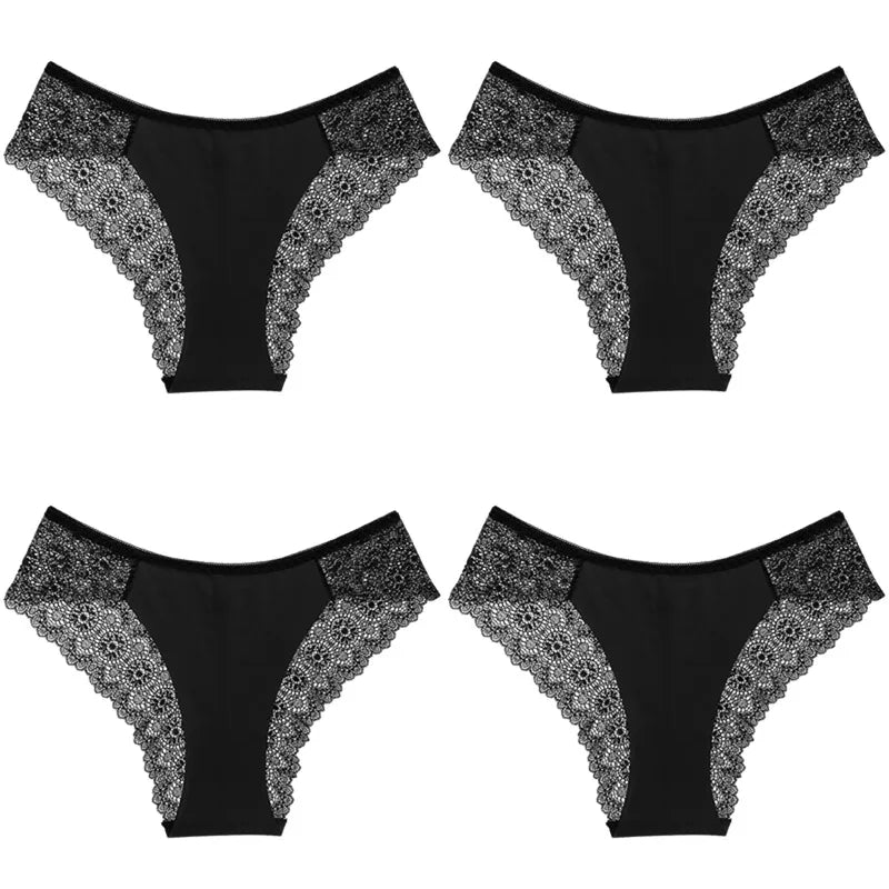 TrowBridge 4PCS/Set Women's Panties Fashion Elegant Lace Underwear Sexy Lingerie Female Breathable Briefs Comfortable Underpants